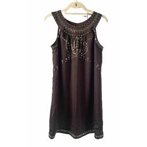 Alfani Brown Metallic Embellished Dress 4